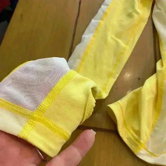Lululemon Womens Crew Pullover Long sleeve yellow white netting activewear top 6 - Picture 10 of 13